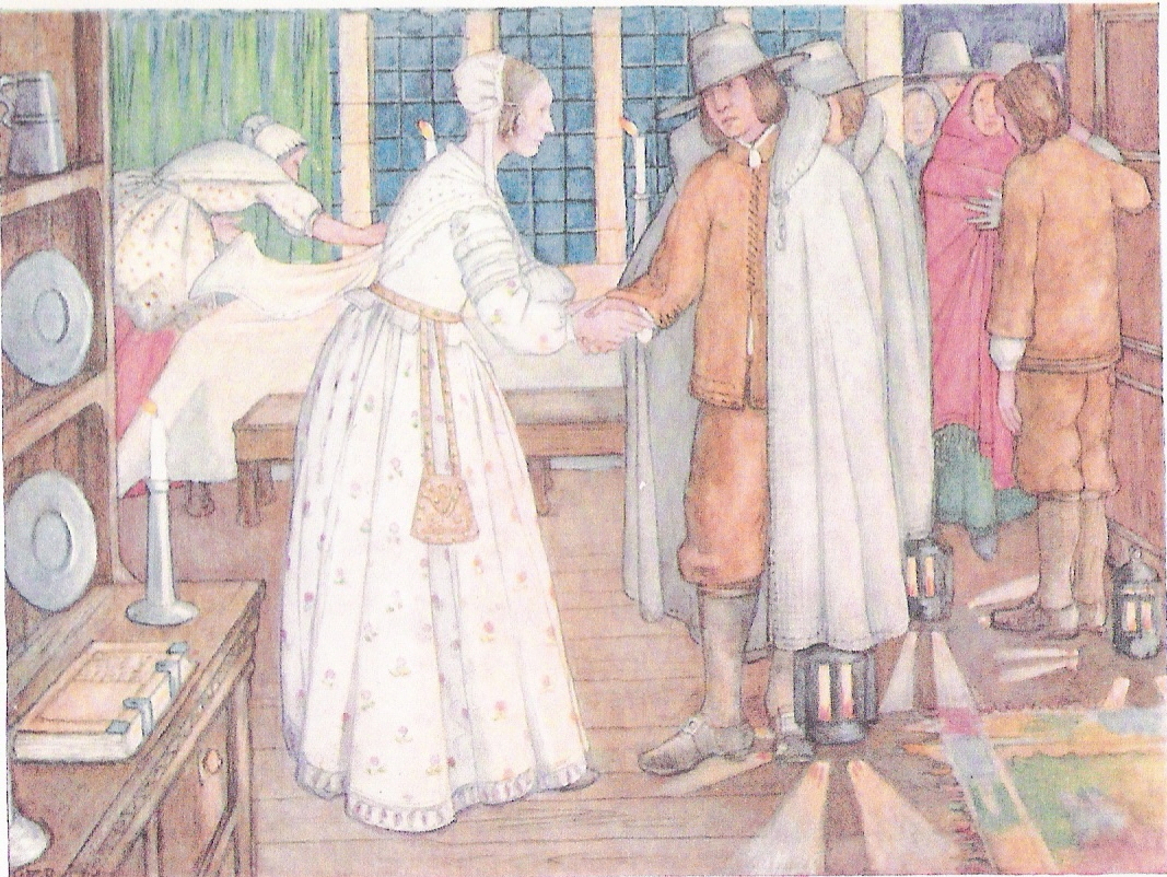 Copy of a watercolour by Mrs Cayley-Robinson Loveday Hambly and her guests at Tregongeeves.